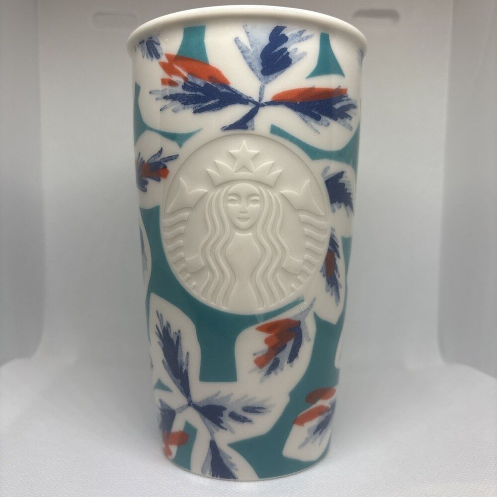 💖 Starbucks 2016 Siren Mermaid Hawaiian Tropical Floral 12oz Ceramic Tumbler